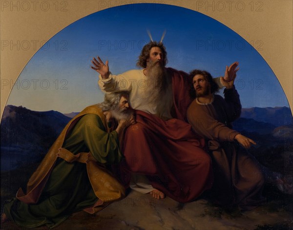 Moses, Aaron and Hur, 1837. Artist: Heubel, Alexander (1813-1847)