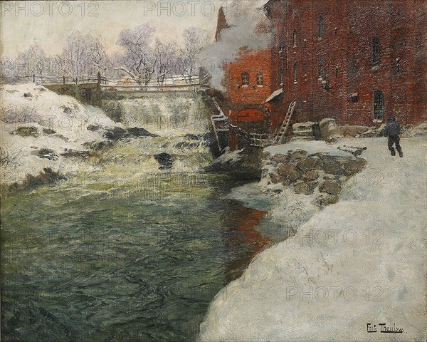 Canvas factory by the Aker River (Kristiania), c. 1890. Artist: Thaulov, Fritz (1847-1906)