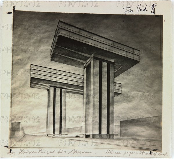 Skyscraper (Wolkenbügel) on Strastnoy Boulevard in Moscow, 1925. Artist: Lissitzky, El (1890-1941)