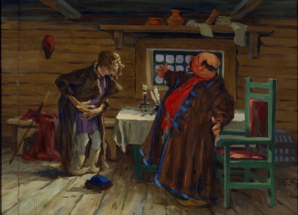 A patient came to the Deacon..., c. 1910. Artist: Afanasyev, Aleksei Fyodorovich (1850-1920)