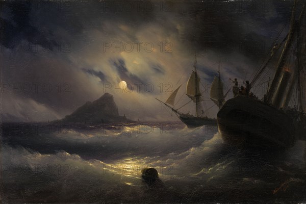 Gibraltar by Night, 1844. Artist: Aivazovsky, Ivan Konstantinovich (1817-1900)