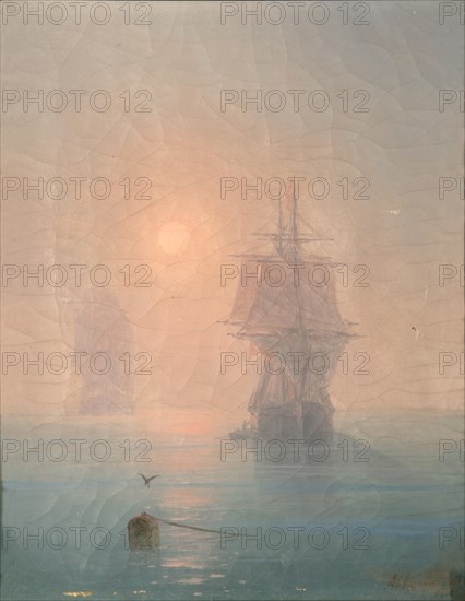 Corvette in the Mist, 1886. Artist: Aivazovsky, Ivan Konstantinovich (1817-1900)