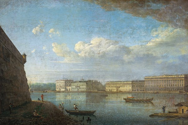 Palace Embankment as Seen from the Peter and Paul Fortress, 1794. Artist: Alexeyev, Fyodor Yakovlevich (1753-1824)