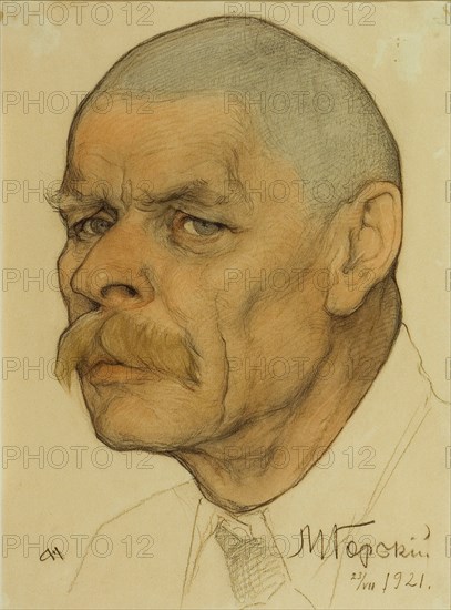 Portrait of the author Maxim Gorky (1868-1939), 1921. Artist: Andreev, Nikolai Andreevich (1873-1932)