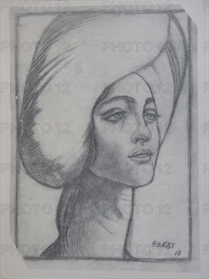 Portrait of madame T., 1918. Artist: Bakst, Léon (1866-1924)