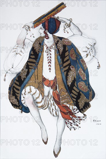 Jewish Dance. Costume design for the ballet Cléopatre, 1910. Artist: Bakst, Léon (1866-1924)