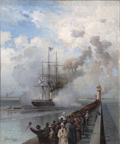 Russian screw clipper Razboynik, 1888. Artist: Bogolyubov, Alexei Petrovich (1824-1896)