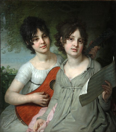 Portrait of Countesses Anna Gagarina and Varvara Gagarina, 1802. Artist: Borovikovsky, Vladimir Lukich (1757-1825)