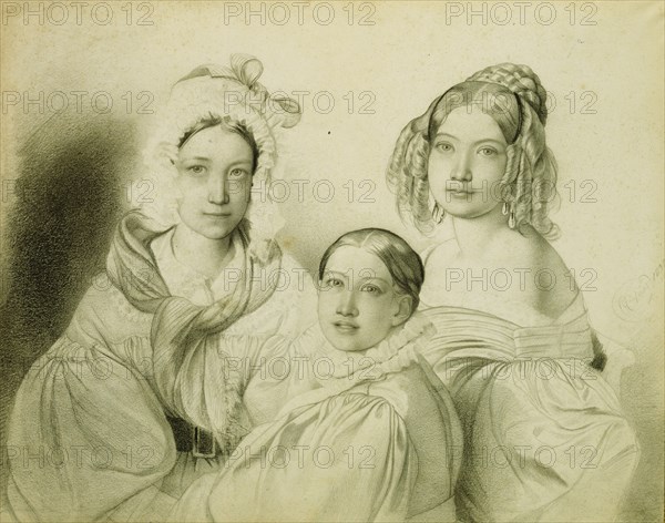 Portrait of Countesses Praskovia, Nadezhda and Maria Vyazemsky, 1835. Artist: Bruni, Fyodor Antonovich (1800-1875)