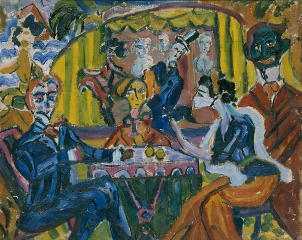 The Stray Dog Cabaret in Saint Petersburg, 1910s. Artist: Dmitriyev, Vladimir Vladimirovich (1900-1948)