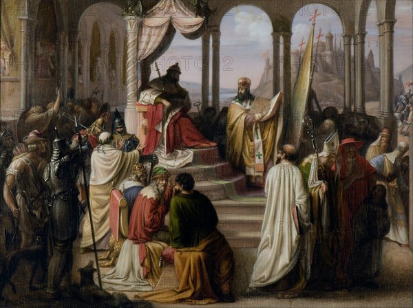 Prince Vladimir chooses a religion in 988 (A religious dispute in the Russian court), 1822. Artist: Eggink, Johann Leberecht (1781/87-1867)