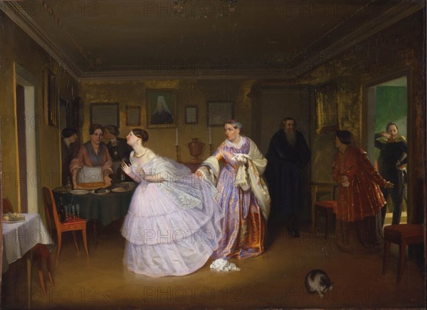 The Major Makes a Proposal, 1851. Artist: Fedotov, Pavel Andreyevich (1815-1852)