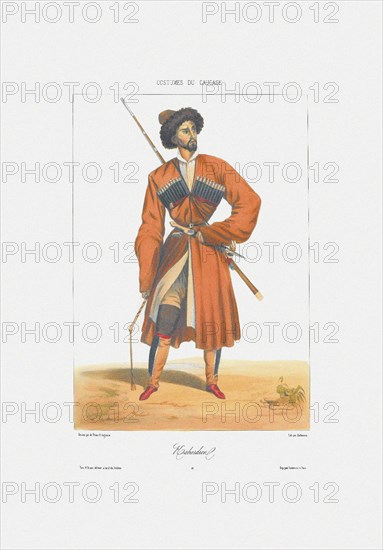 A Kabardin man (From: Scenes, paysages, meurs et costumes du Caucase), 1840. Artist: Gagarin, Grigori Grigorievich (1810-1893)