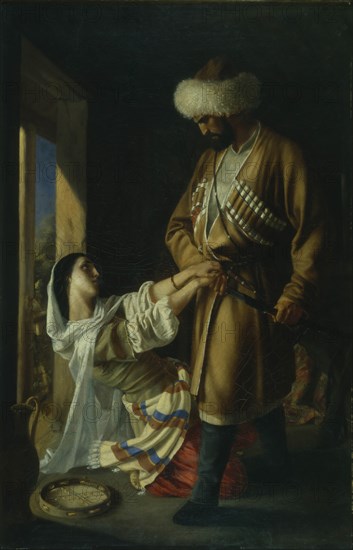 Leila and Khadji Abrek (After the poem by M. Lermontov), 1852. Artist: Ge, Nikolai Nikolayevich (1831-1894)