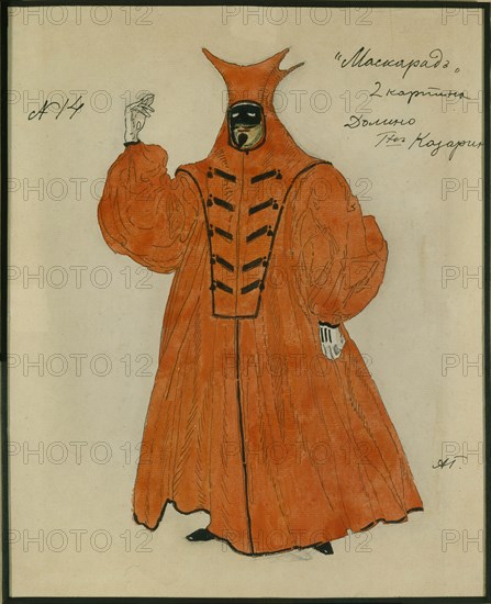 Costume design for the play The Masquerade by M. Lermontov, 1917. Artist: Golovin, Alexander Yakovlevich (1863-1930)