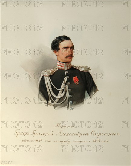 Portrait of Count Grigori Alexandrovich Stroganov (1824-1878) (From the Album of the Imperial Horse Guards), 1846-1849. Artist: Hau (Gau), Vladimir Ivanovich (1816-1895)