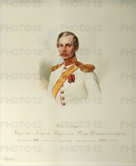 Portrait of Baron Karl Karlovich von Stackelberg (1816-1887) (From the Album of the Imperial Horse Guards), 1846-1849. Artist: Hau (Gau), Vladimir Ivanovich (1816-1895)