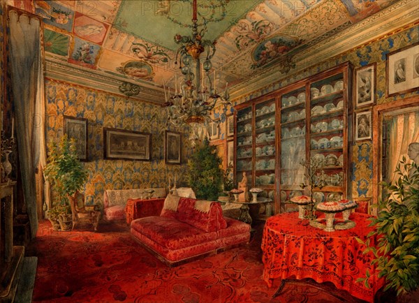 Interior, Mid of the 19th cen.. Artist: Ivanov, Anton Ivanovich (1818-1864)