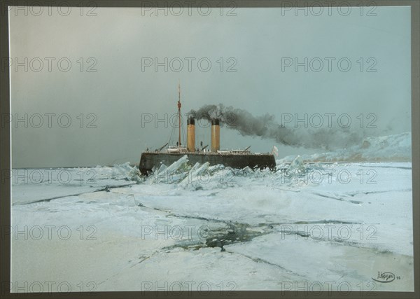 Icebreaker Yermak, 1898. Artist: Karasin, Nikolai Nikolayevich (1842-1908)