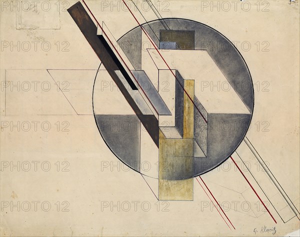 Construction, 1921. Artist: Klutsis, Gustav (1895-1938)