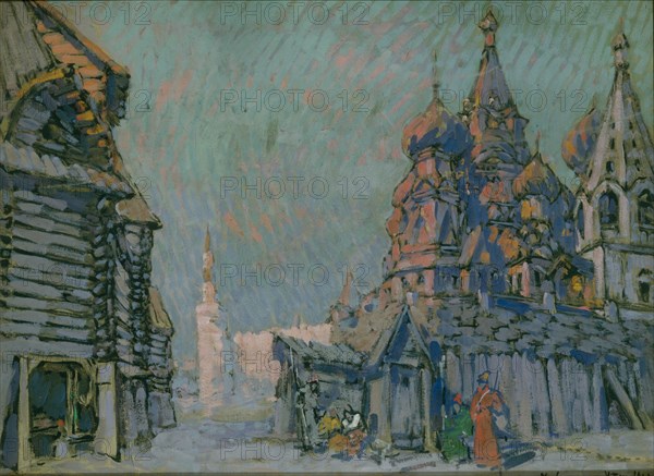 Stage design for the opera Khovanshchina by M. Musorgsky, 1911. Artist: Korovin, Konstantin Alexeyevich (1861-1939)