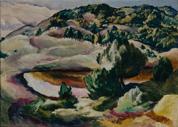 Korolkovskiye Dachas. Pond in the Hills, 1918. Artist: Kravchenko, Alexei Ilyich (1889-1940)