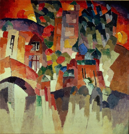 Kislovodsk Landscape (Landscape with Gates), 1913. Artist: Lentulov, Aristarkh Vasilyevich (1882-1943)