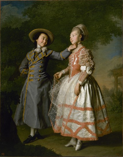 Portrait of Ekaterina Khrushchova and Countess Ekaterina Khovanskaya, 1773. Artist: Levitsky, Dmitri Grigorievich (1735-1822)