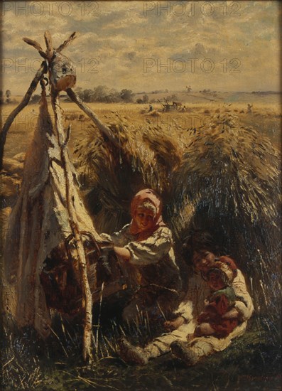 Children in the Fields, 1870. Artist: Makovsky, Konstantin Yegorovich (1839-1915)