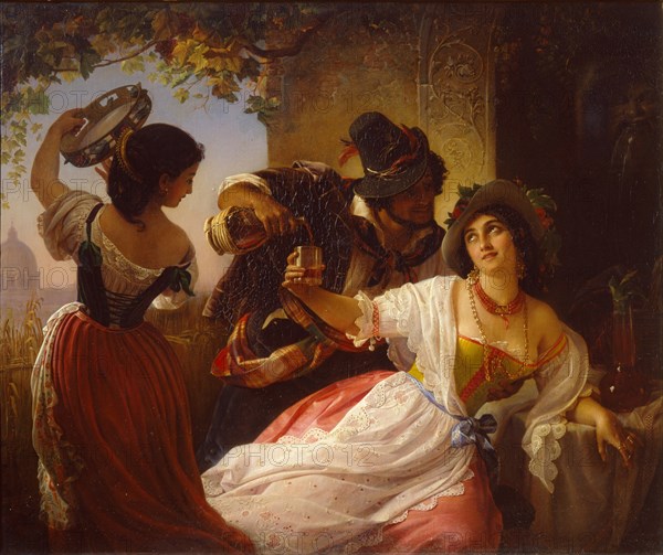 October Celebration in Rome, 1851. Artist: Orlov, Pimen Nikitich (1812-1863)