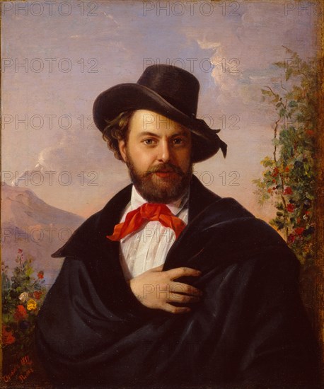 Self-Portrait, 1851. Artist: Orlov, Pimen Nikitich (1812-1863)