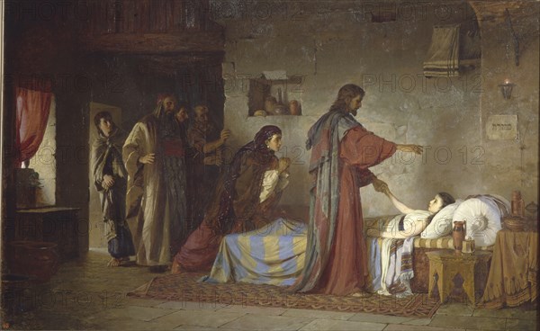 Raising of Jairus' Daughter, 1871. Artist: Polenov, Vasili Dmitrievich (1844-1927)