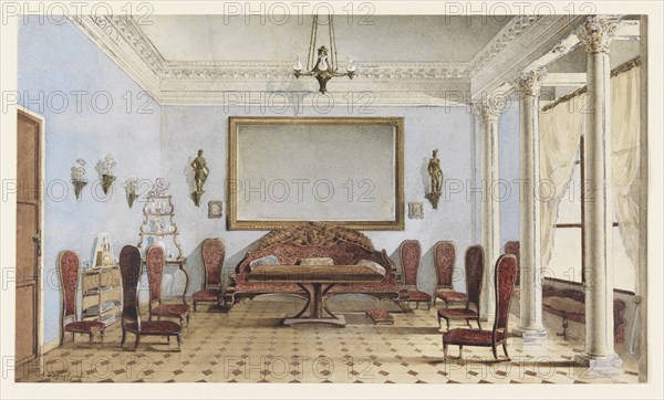 Salon Interior, 1858. Artist: Redkovsky, Andrei Alexeevich (1831-1909)