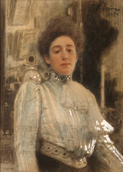 Portrait of Alexandra Pavlovna Botkina (1867-1959), 1901. Artist: Repin, Ilya Yefimovich (1844-1930)