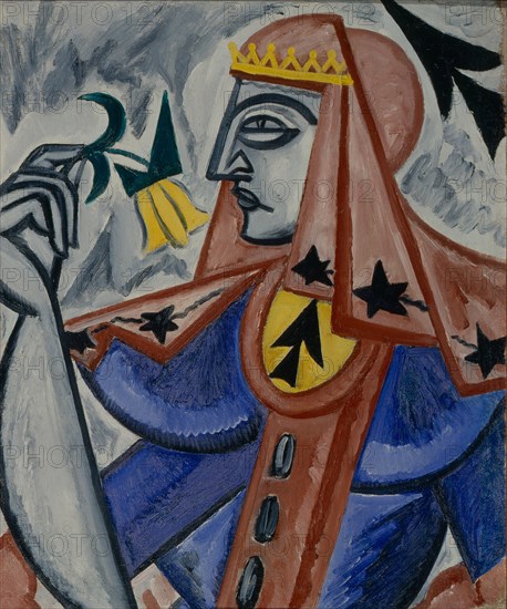 Queen of spades, 1913-1914. Artist: Rozanova, Olga Vladimirovna (1886-1918)