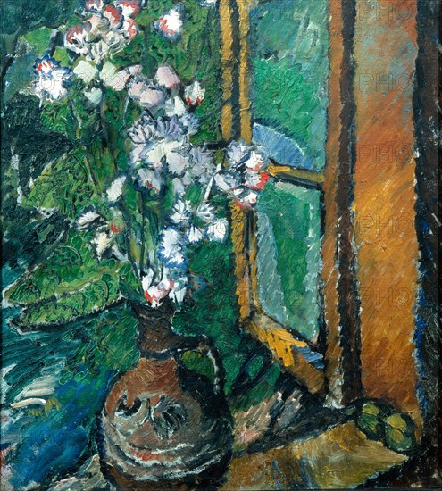 Jug with Flowers. Artist: Rozanova, Olga Vladimirovna (1886-1918)