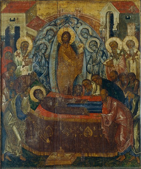 The Dormition of the Virgin, Early 15th cen.. Artist: Russian icon