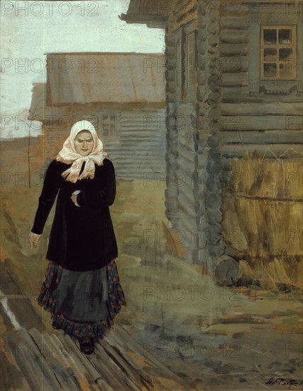 In a country village. Going to church, 1903. Artist: Ryabushkin, Andrei Petrovich (1861-1904)