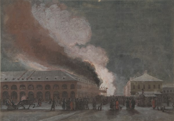 Fire in the salt trade rows. Artist: Timm, Vasily (George Wilhelm) (1820-1895)