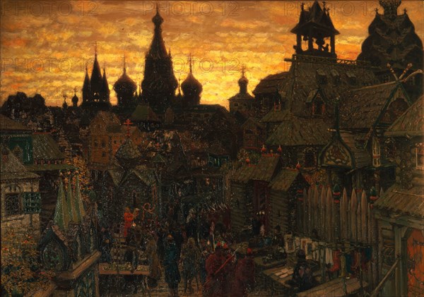 Ancient Moskow. Street in Kitay-gorod in the 17 century, 1900. Artist: Vasnetsov, Appolinari Mikhaylovich (1856-1933)