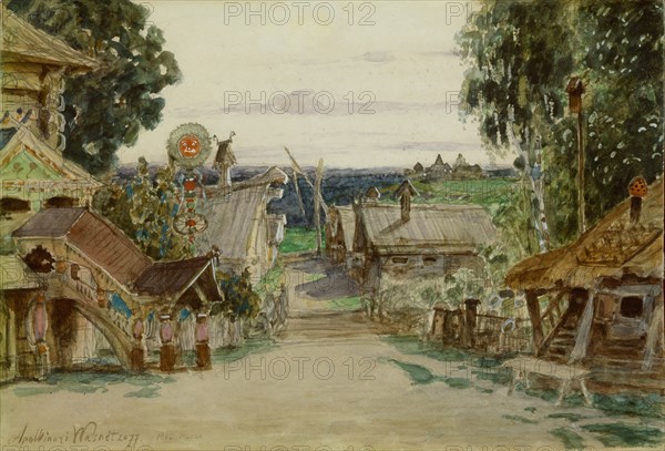 Berendeyevka. Stage design for the opera Snow Maiden by N. Rimsky-Korsakov, 1895. Artist: Vasnetsov, Appolinari Mikhaylovich (1856-1933)