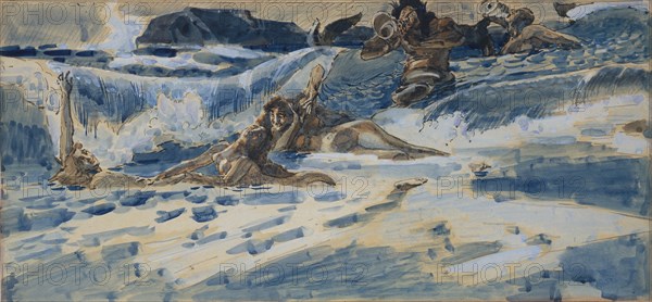 Playing naiads and tritons, 1896-1898. Artist: Vrubel, Mikhail Alexandrovich (1856-1910)