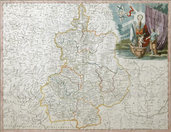 Map of Voronezh Governorate, 1792. Artist: Wilbrecht (Wildbrecht), Alexander (1757-1823)
