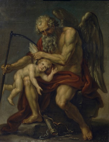 Saturn Cutting off Cupid?s Wings with a Scythe, 1802. Artist: Akimov, Ivan Akimovich (1754-1814)