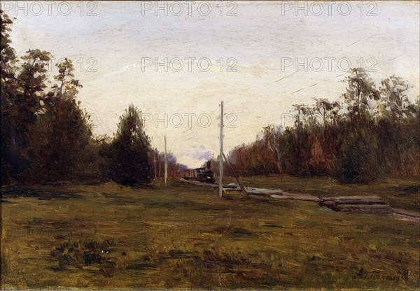 Landscape with a Train. Artist: Aladzhalov, Manuil Christoforovich (1862-1934)