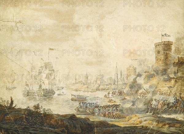 The naval Battle of Chesma on 5 July 1770, 18th century. Artist: Anonymous