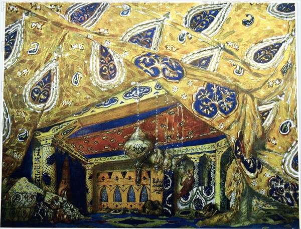 Stage design for the ballet Sheherazade by N. Rimsky-Korsakov, 1910. Artist: Bakst, Léon (1866-1924)