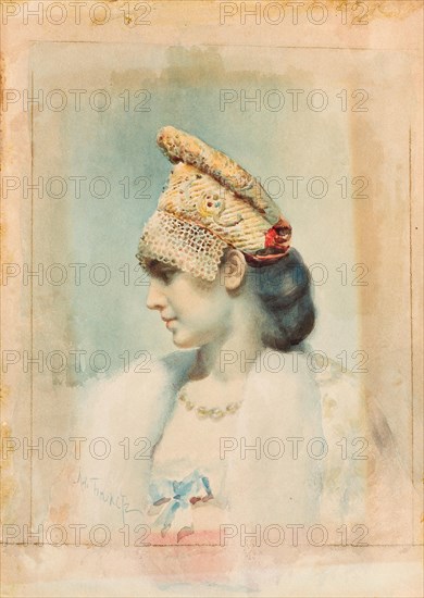 Portrait of a Girl Wearing a Kokoshnik, 1890. Artist: Bakst, Léon (1866-1924)