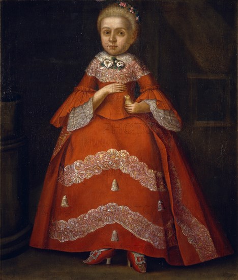 Portrait of Yekaterina Nikolayevna Tishinina as child, 1758. Artist: Berezin, Ivan Kozmich (1721-1784)