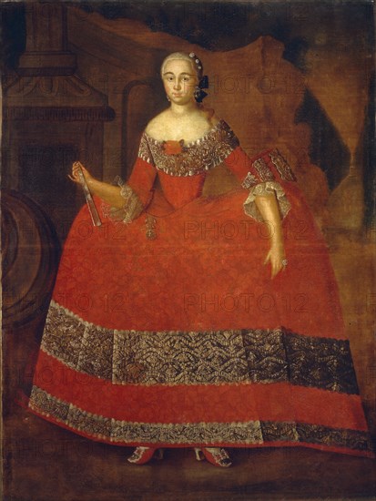 Portrait of Yekaterina Nikolayevna Tishinina, 1759. Artist: Berezin, Ivan Kozmich (1721-1784)